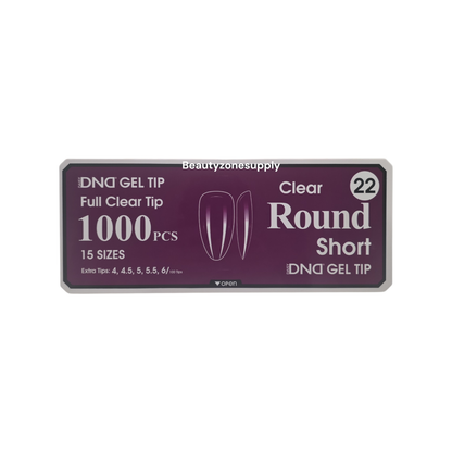 DND Soft Gel Tips Full Clear Tip Round Short 1000 tips #22