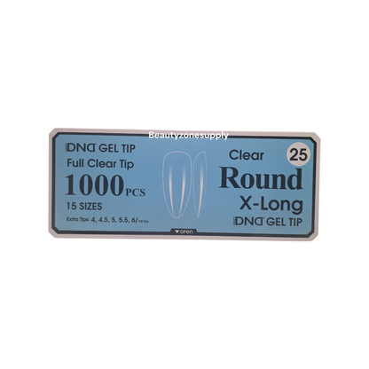 DND Soft Gel Tips Full Clear Tip Round X-Long 1000 tips  #25