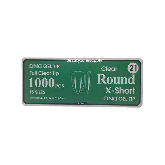 DND Soft Gel Tips Full Clear Tip Round X-Short 1000 tips #21