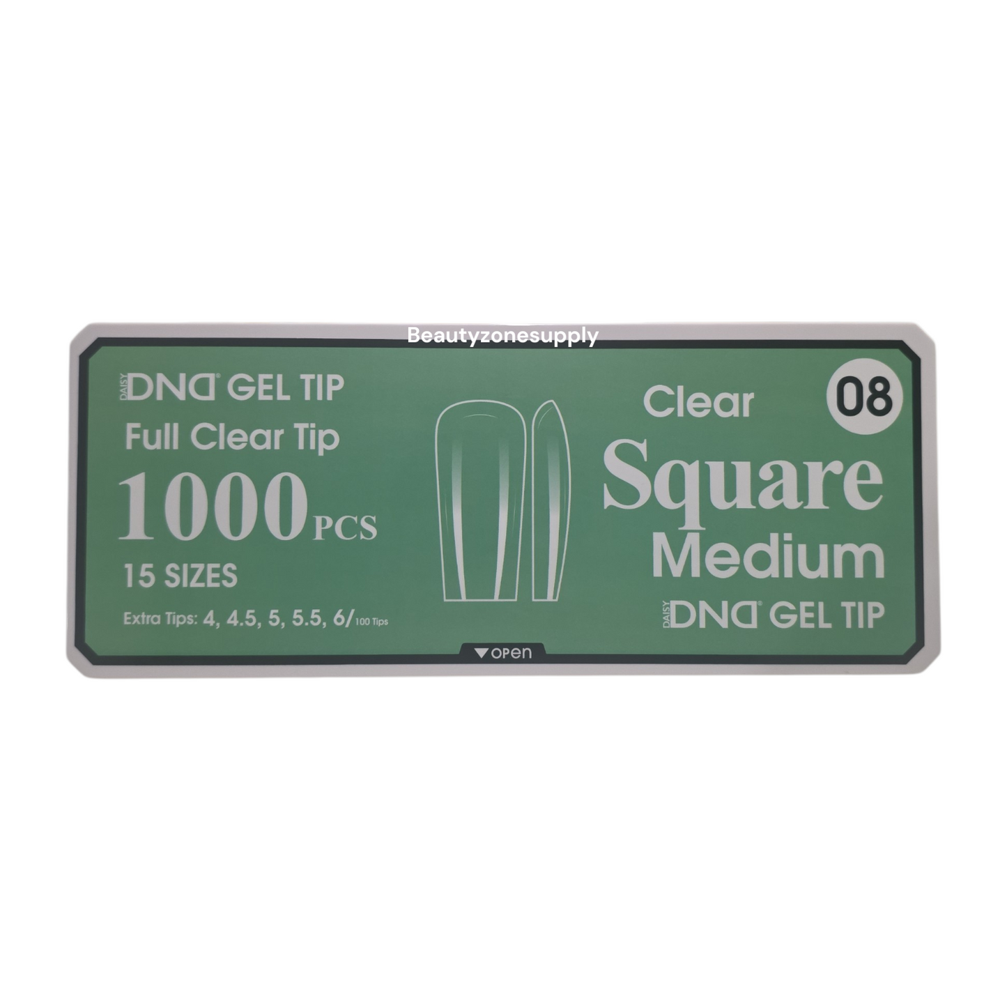 DND Soft Gel Tips Full Clear Tip Square Medium 1000 tips #08