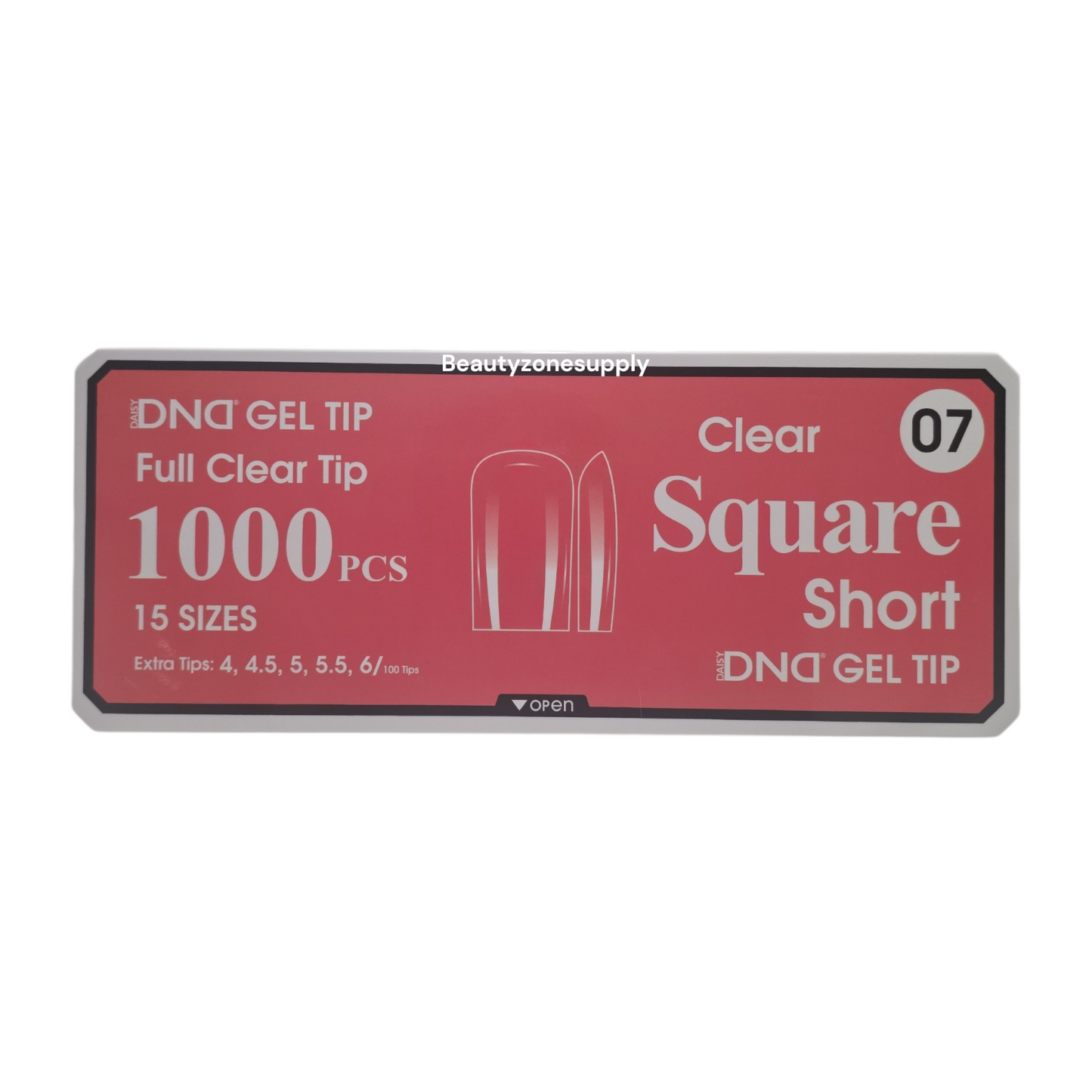DND Soft Gel Tips Full Clear Tip Square Short 1000 tips #07