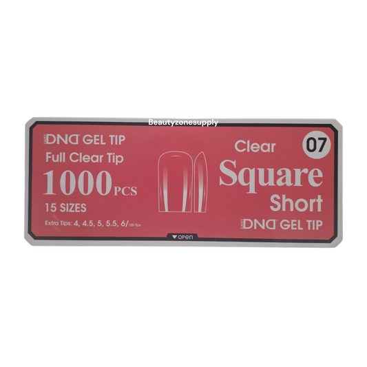 DND Soft Gel Tips Full Clear Tip Square Short 1000 tips #07