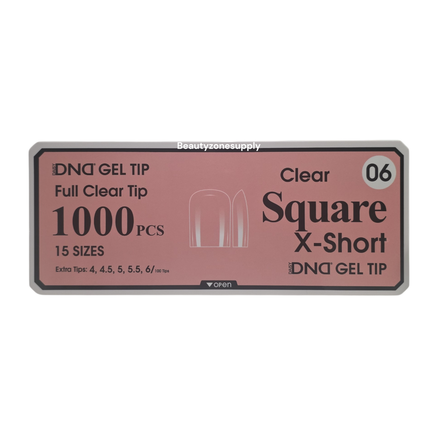 DND Soft Gel Tips Full Clear Tip Square X-Short 1000 tips #06