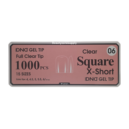 DND Soft Gel Tips Full Clear Tip Square X-Short 1000 tips #06