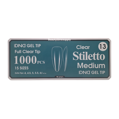 DND Soft Gel Tips Full Clear Tip Stiletto Medium 1000 Tips #13