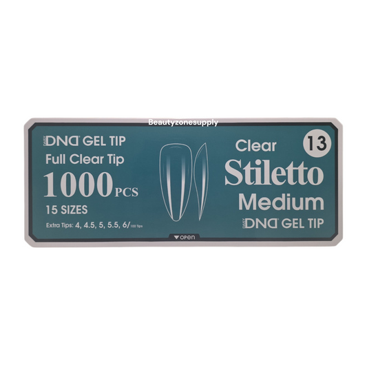 DND Soft Gel Tips Full Clear Tip Stiletto Medium 1000 Tips #13