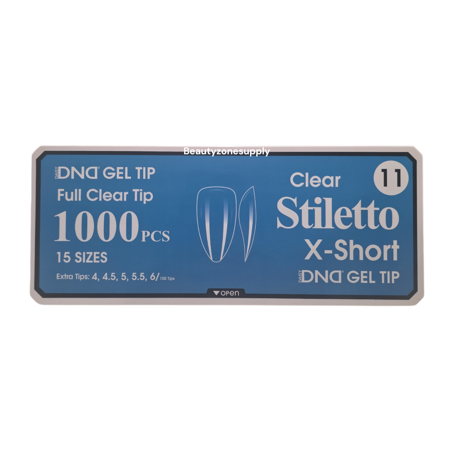 DND Soft Gel Tips Full Clear Tip Stiletto X-Short 1000 Tips #11