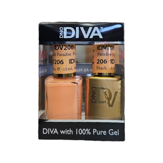 DND Diva Duo Gel & Lacquer 206 Peach Paradise