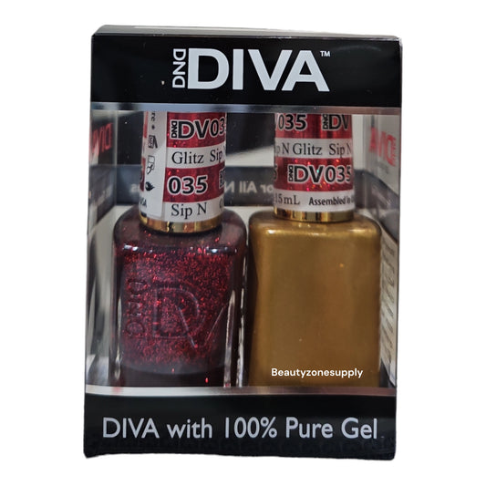 DND Diva Duo Gel & Lacquer 035 Sip N Glitz