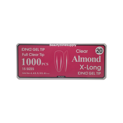 DND Soft Gel Tips Full Clear Tip Almond X-Long 1000 tips #20