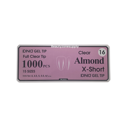 DND Soft Gel Tips Full Clear Tip Almond X-Short 1000 tips #16