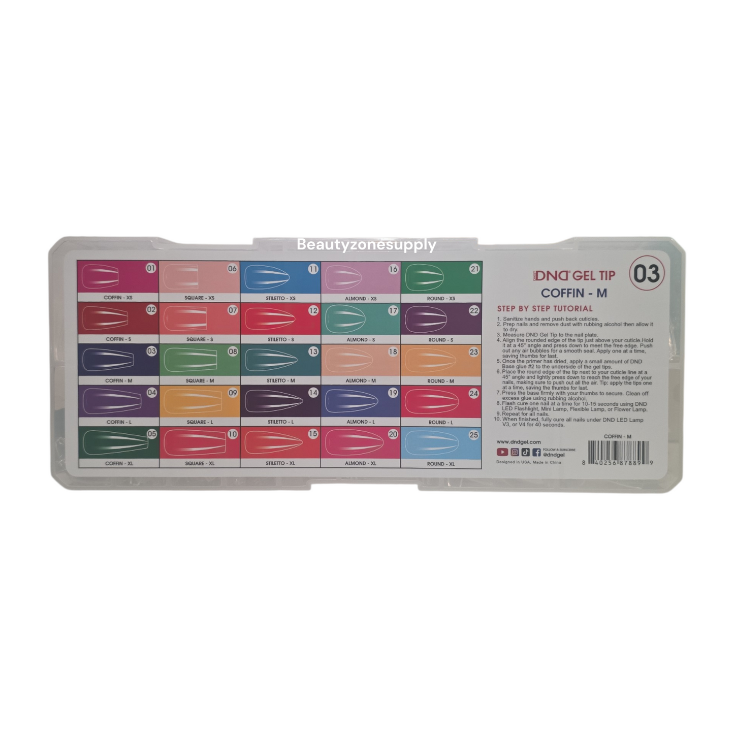 DND Soft Gel Tips Full Clear Tip Coffin Medium 1000 tips #03