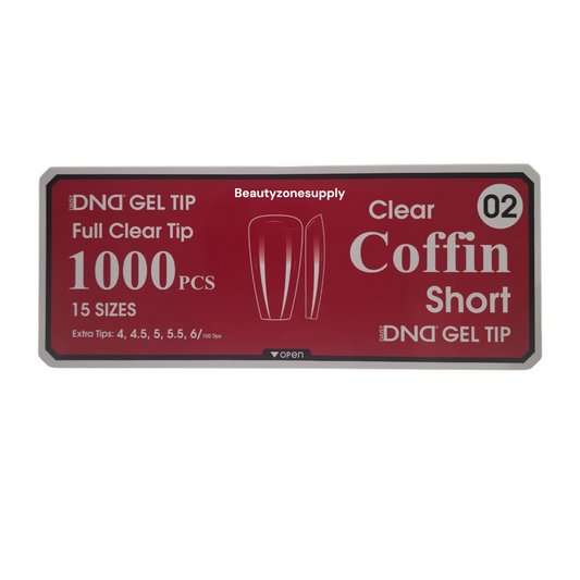 DND Soft Gel Tips Full Clear Tip Coffin Short 1000 tips #02