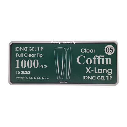 DND Soft Gel Tips Full Clear Tip Coffin X-Long 1000 tips #05