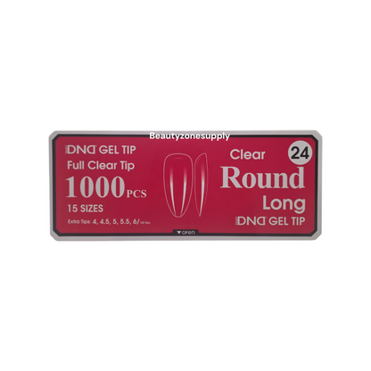 DND Soft Gel Tips Full Clear Tip Round Long 1000 tips #24