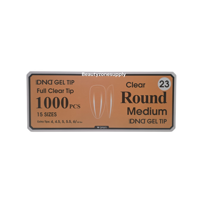 DND Soft Gel Tips Full Clear Tip Round Medium 1000 tips #23