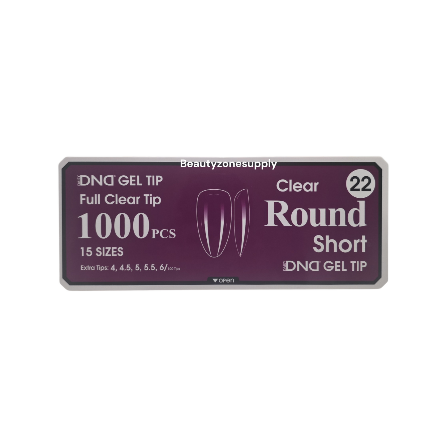 DND Soft Gel Tips Full Clear Tip Round Short 1000 tips #22