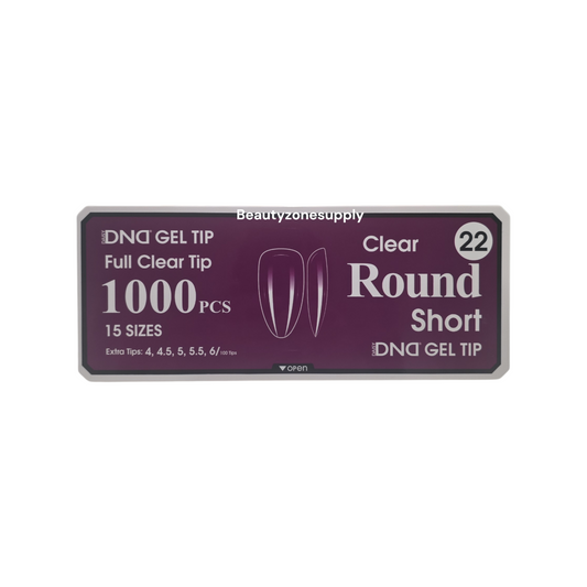DND Soft Gel Tips Full Clear Tip Round Short 1000 tips #22