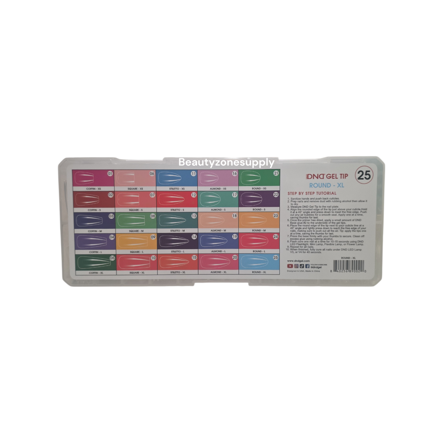 DND Soft Gel Tips Full Clear Tip Round X-Long 1000 tips  #25