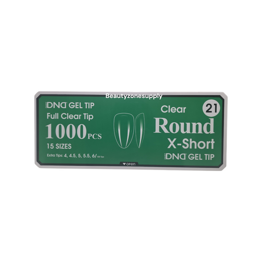 DND Soft Gel Tips Full Clear Tip Round X-Short 1000 tips #21