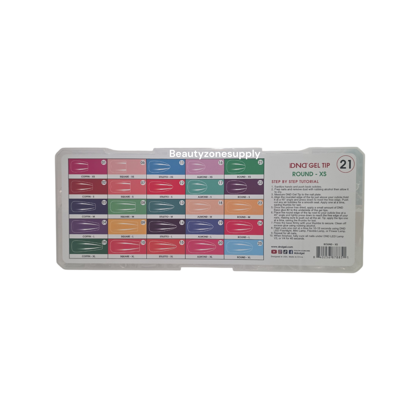 DND Soft Gel Tips Full Clear Tip Round X-Short 1000 tips #21