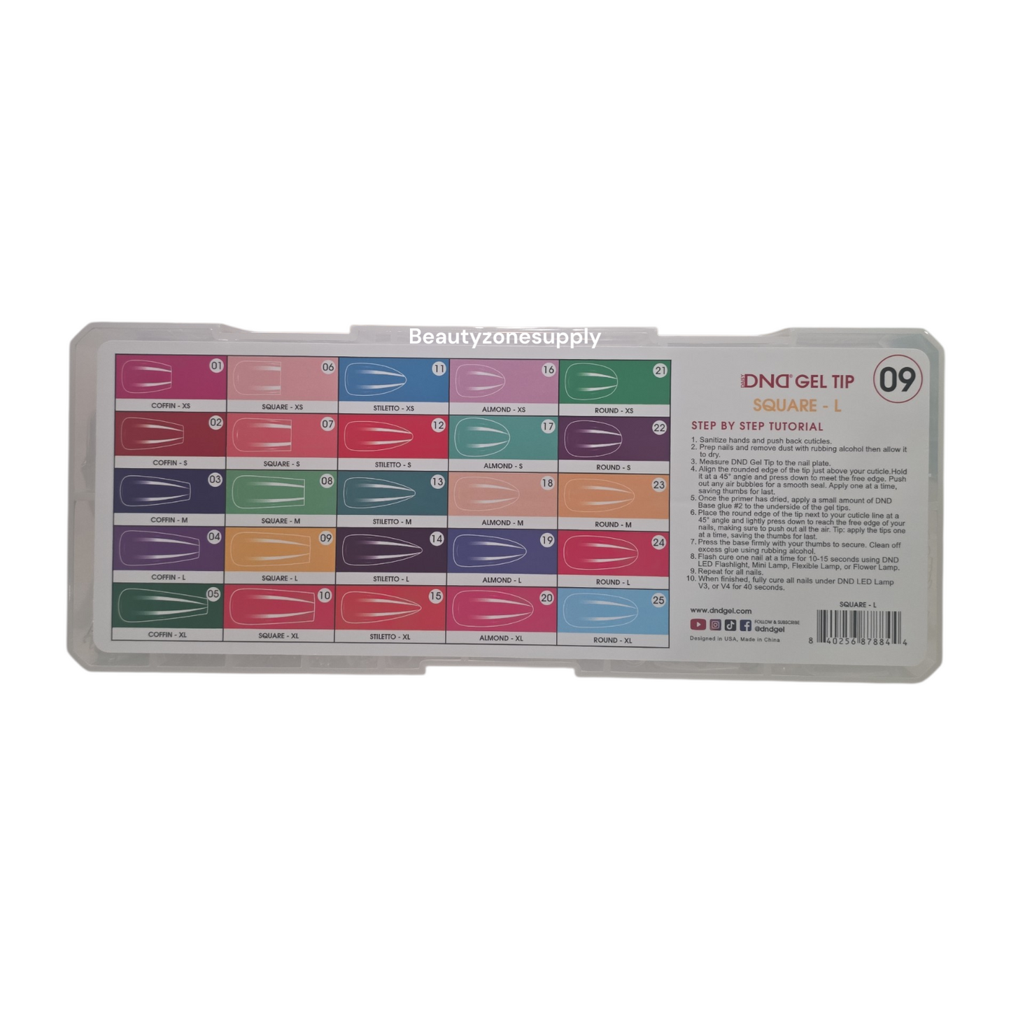 DND Soft Gel Tips Full Clear Tip Square Long 1000 tips #09