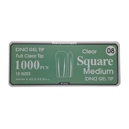 DND Soft Gel Tips Full Clear Tip Square Medium 1000 tips #08