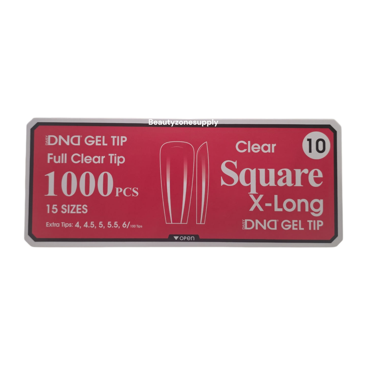 DND Soft Gel Tips Full Clear Tip Square X-Long 1000 tips #10