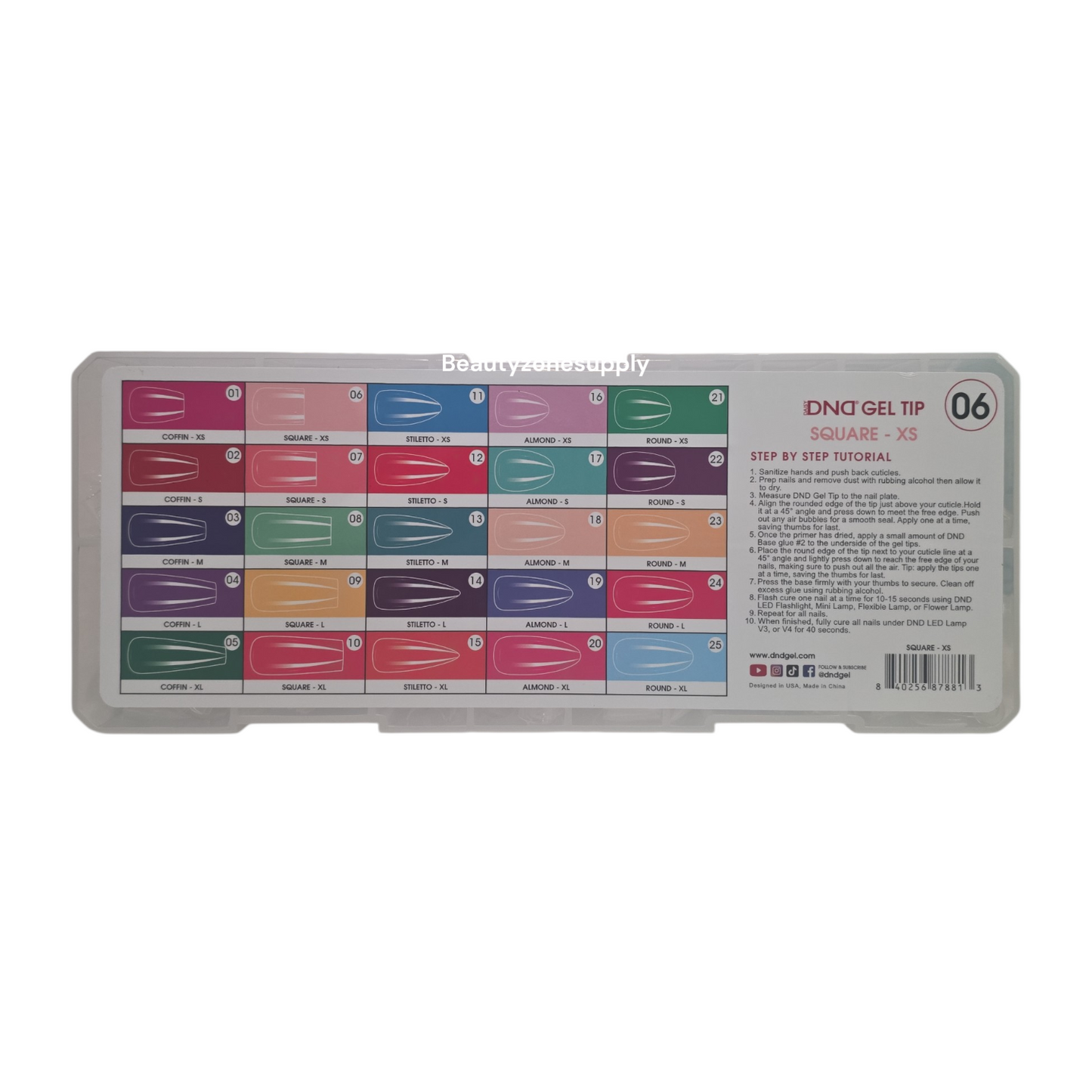 DND Soft Gel Tips Full Clear Tip Square X-Short 1000 tips #06