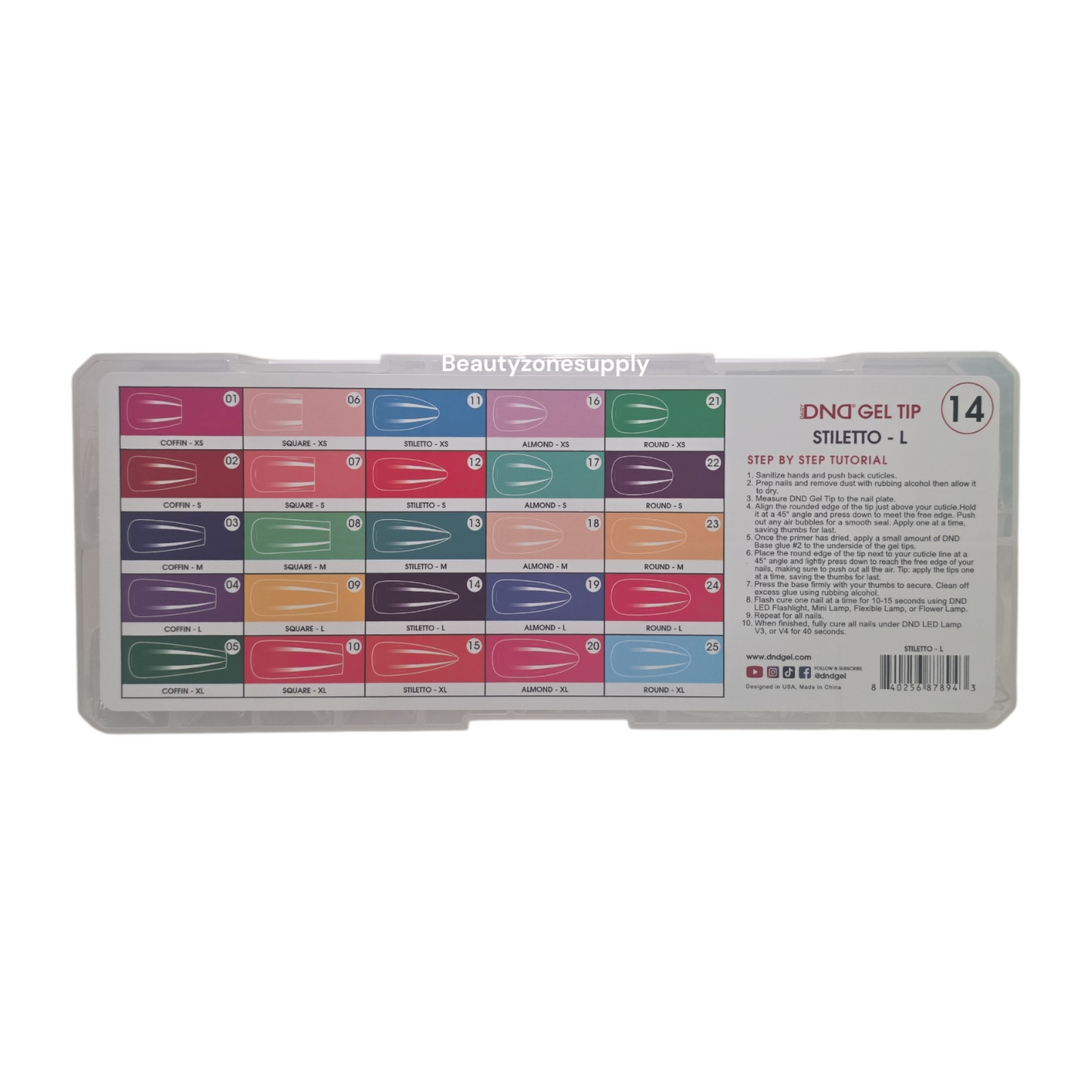 DND Soft Gel Tips Full Clear Tip Stiletto Long 1000 Tips #14