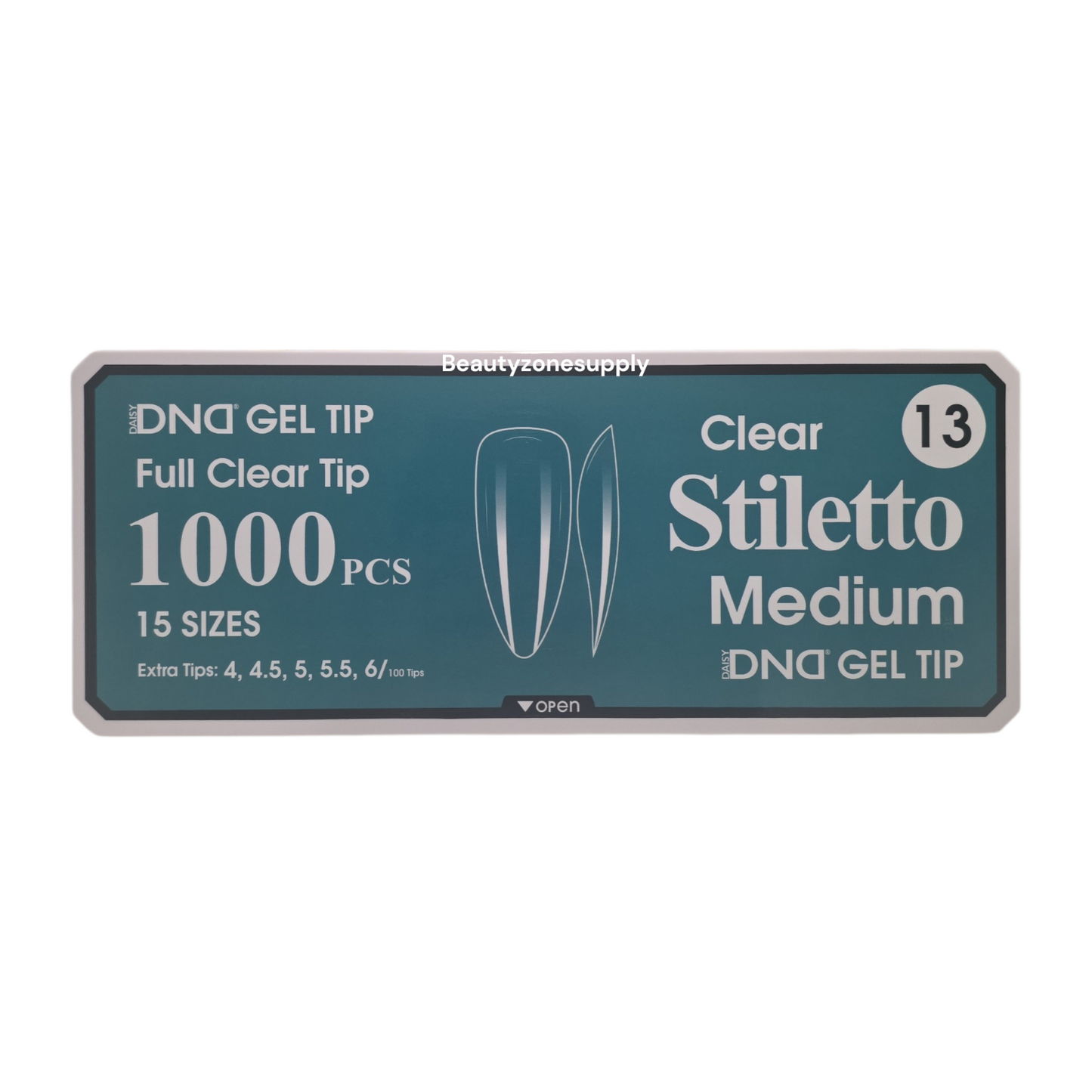 DND Soft Gel Tips Full Clear Tip Stiletto Medium 1000 Tips #13