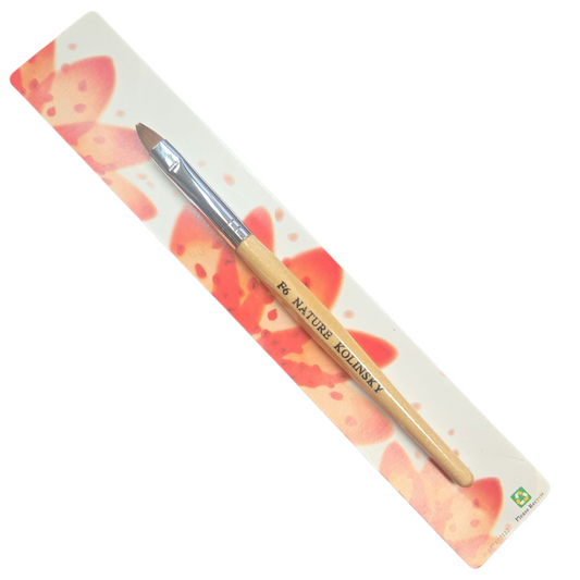 Nature Kolinsky French Gel Brush – #6F Flat (Wood Handle)