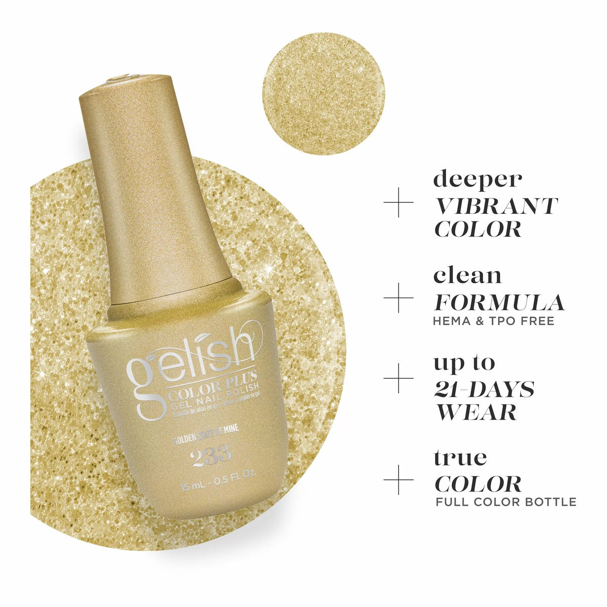 Gelish Color Plus Gel Color 233 Golden State Of Mine 0.5 fl oz #1510233