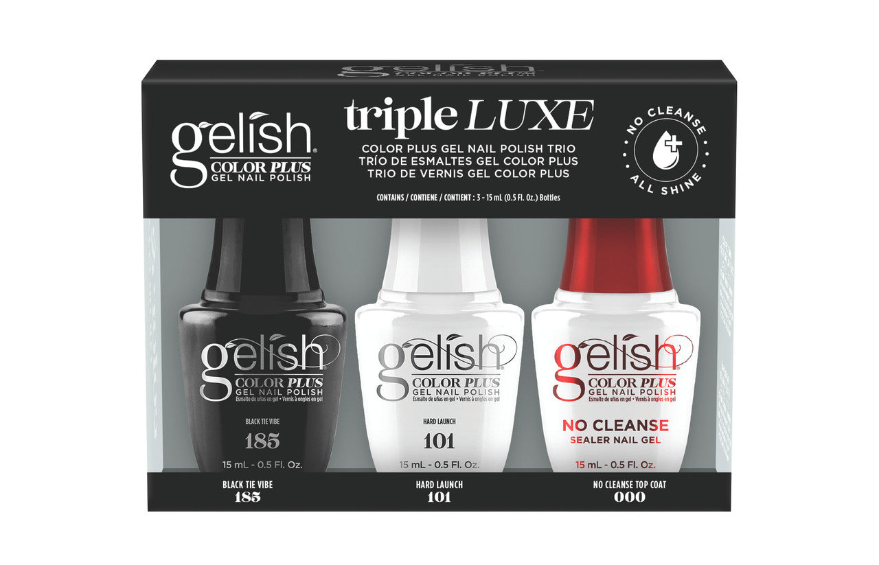 Gelish Triple Luxe Trio Black Tie Vibe - Hard Launch - No Cleanse Top Coat