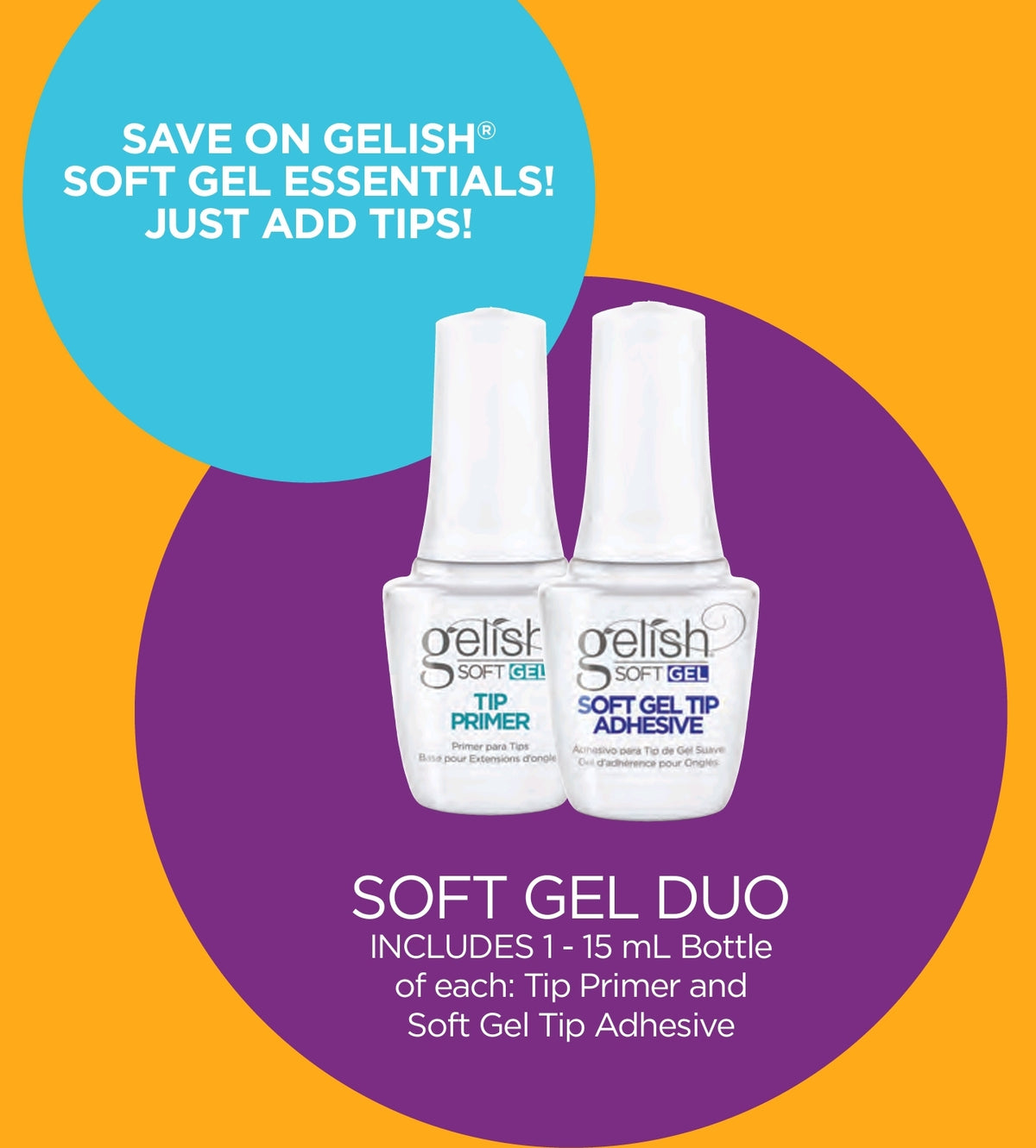 Gelish Soft Gel Duo Primer 0.5 oz & Adhesive 0.5 oz #1121802