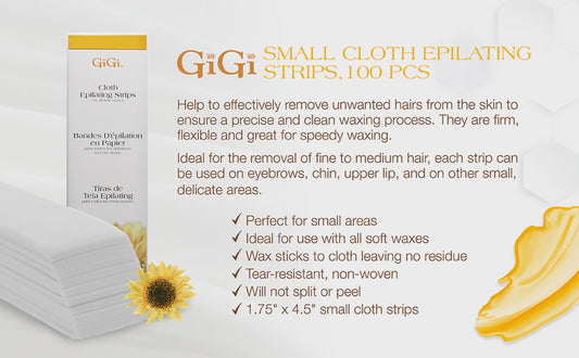 Gigi Wax Cloth Depilating Strips 1.75x4.5 100 pack #0500