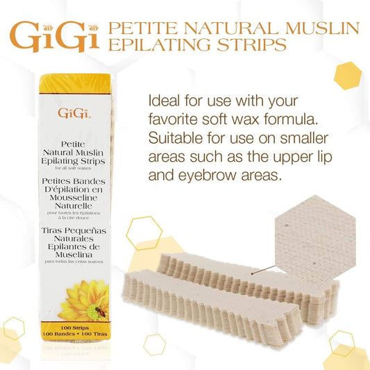 Gigi Wax Petite Natural Muslin Strips 100 Pack #0625