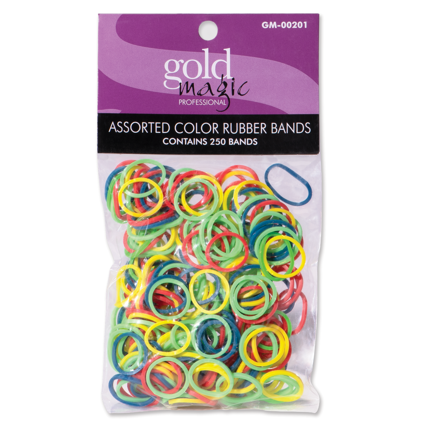 Gold Magic Bright Assorted Color Rubber Bands - 250/pk #GM-00201