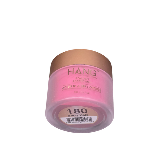 Beauty Zone Nail Supply Hang 180 Berry Halo acrylic and dip powder in a frosted jar with a metallic bronze lid