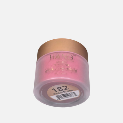 Beauty Zone Nail Supply Hang 182 Merlot Shade acrylic and dip powder in a frosted jar with a gold lid.