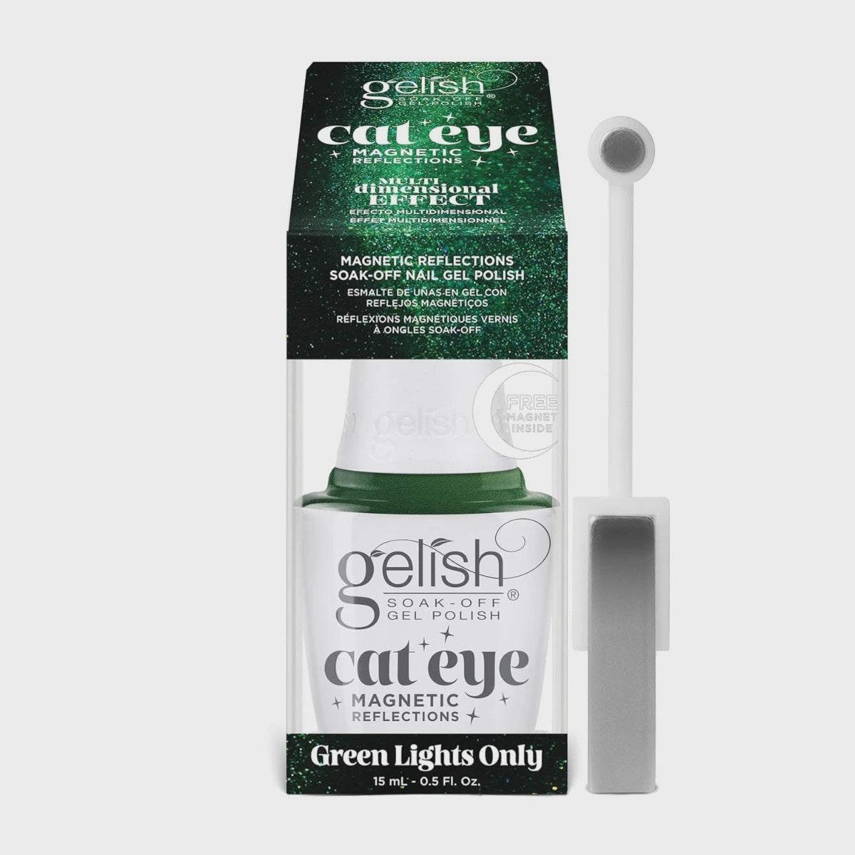 Harmony Gelish Flash Glam Gel Cat Eye Green Lights Only 0.5 oz #1110551