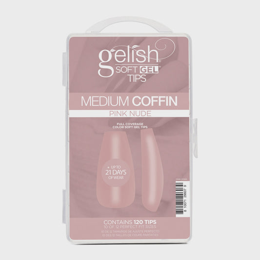 Harmony Gelish Soft Gel Tips Pink Nude Medium Coffin 120CT #1270020
