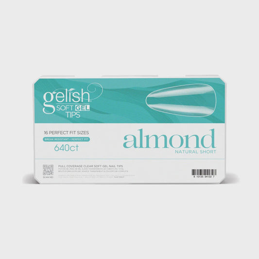 Harmony Gelish Soft Gel Tips Short Almond 640 ct #1168247
