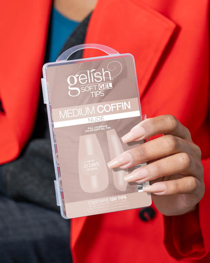 Harmony Gelish Soft Gel Tips Nude Medium Coffin 120CT #1270017