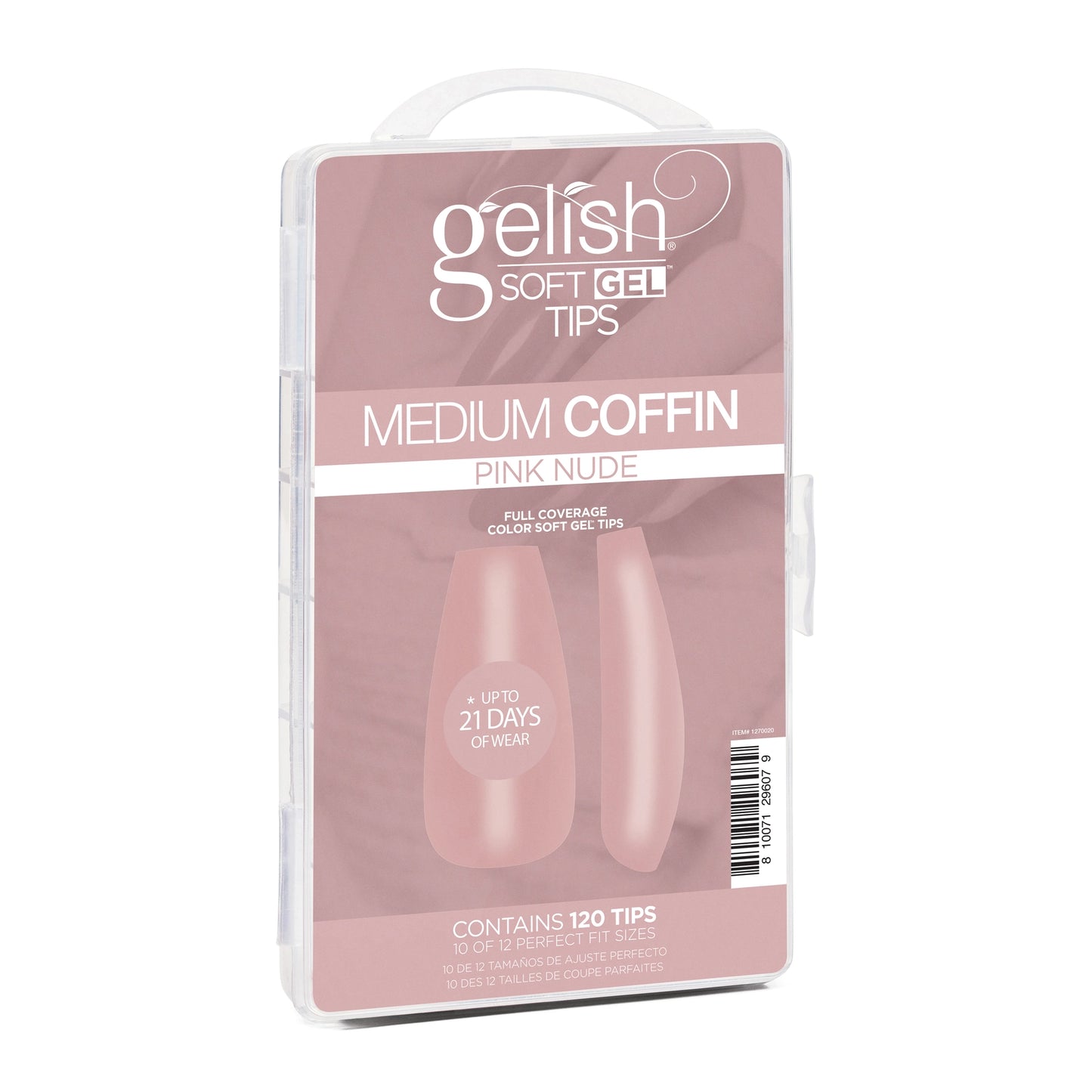 Harmony Gelish Soft Gel Tips Pink Nude Medium Coffin 120CT #1270020