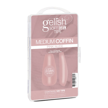 Harmony Gelish Soft Gel Tips Pink Nude Medium Coffin 120CT #1270020