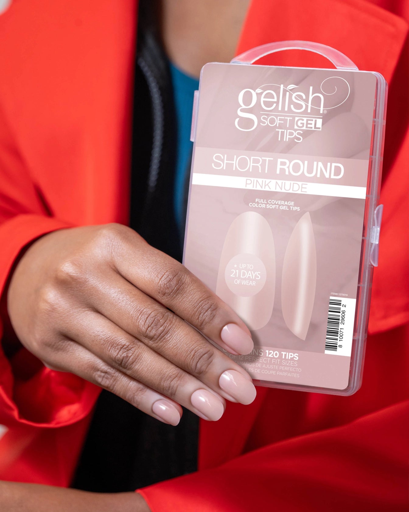 Harmony Gelish Soft Gel Tips Pink Nude Short Round 120CT #1270019