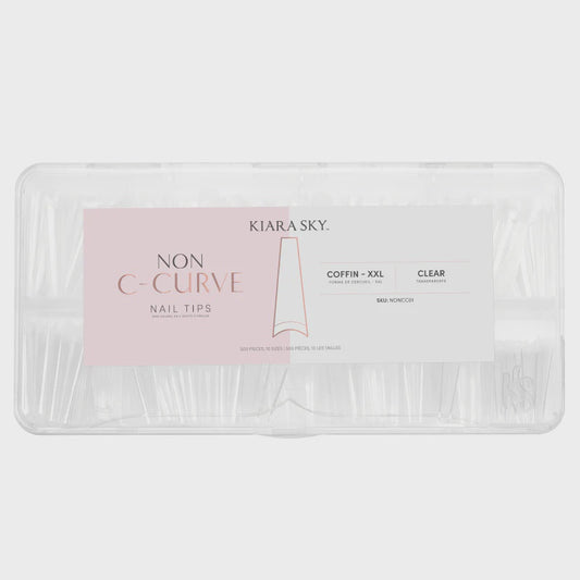 Kiara Sky Nail Tip Non C-Curve Nail Tips XXL Coffin Clear