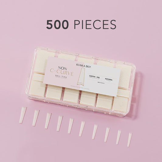 Kiara Sky Nail Tip Non C-Curve Nail Tips XXL Coffin Natural