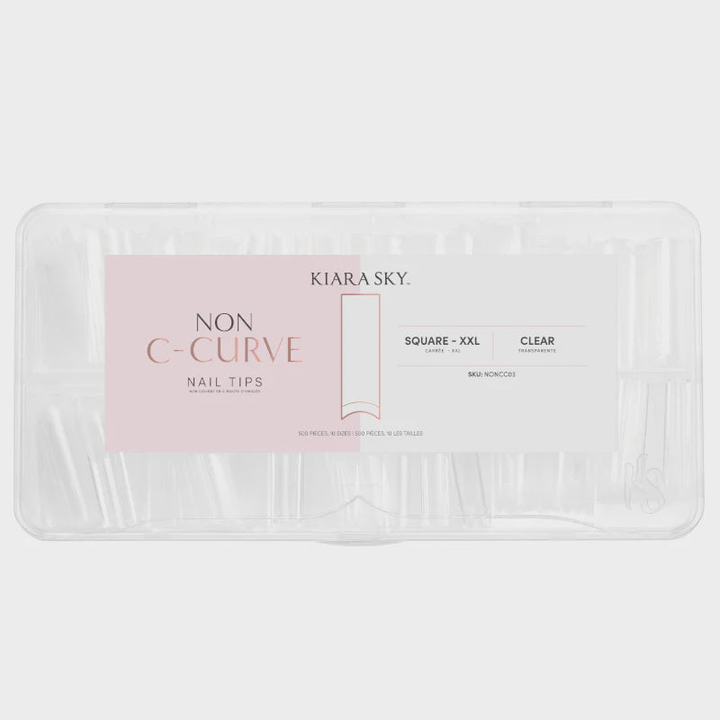 Kiara Sky Nail Tip Non C-Curve Nail Tips XXL Square Clear